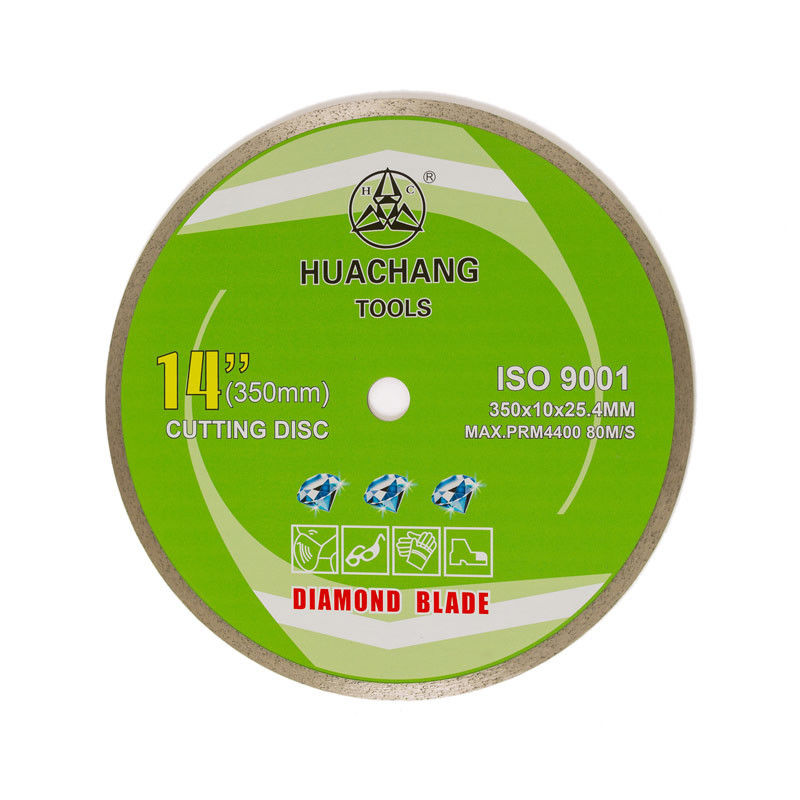 Koude Pers 14 Duim 350×2.2/3.2×10×25.4mm×24T Ononderbroken Rim Diamond Blade For Angle Grinder
